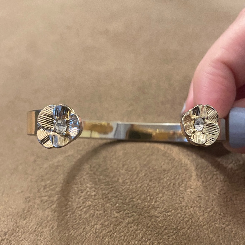Jcrew Gold Finish Cuff Bracelet with Flowers